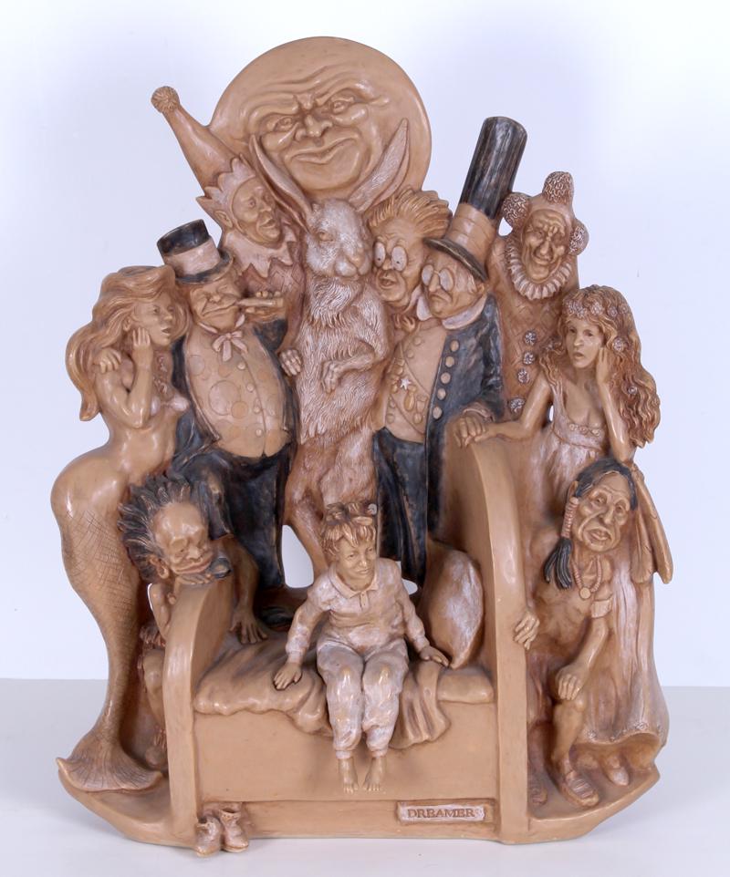 Ralph Massey (b. 1938) California: DREAMER, cast Polyester resin sculpture with airbrush lacquer finish, signed and numbered 1/30 on verso, only one realized, 23 ½ x 19 x 10”.