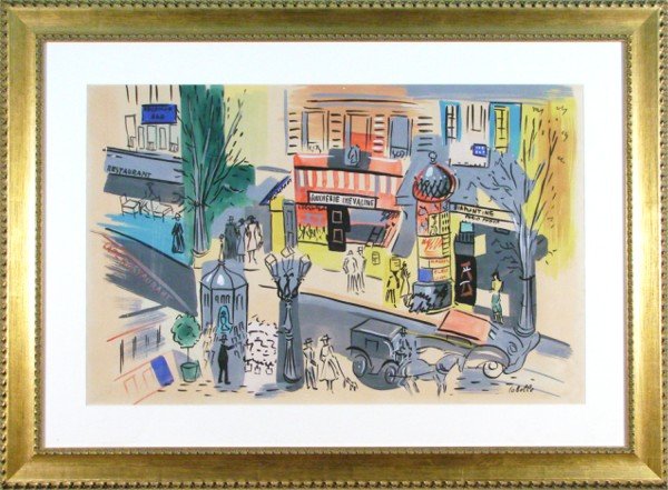Charles Cobelle (1902-1998) French: CITY SCAPE, watercolor on paper, signed lower right, sight 20 ¾ x 32 ¼", framed, some mottling and small nicks, otherwise in good condition.