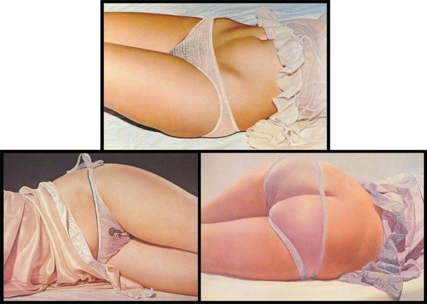 John Kacere (1920-1999) American (three): UNTITLED PANTIES Series, three color prints, one on coated stock, each signed in pencil, from the numbered editions 300 & 200, images 15 ¼ x 23", 13 ½ x 19 ¾", 15 ¼ x 20", two with artist's copyri