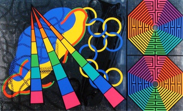 Peter Phillips (b. 1939) American: CUSTOM PRINT, 1965, color screenprint on metallic stock, signed with stylus, from the numbered edition 200, sheet 24 ½ x 40", scuffs, surface abrasions, wear at the edges, otherwise in good condition