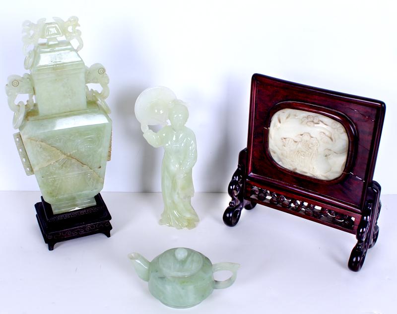Chinese & Japanese Celadon Jade & Stone (four) (1 of 6)