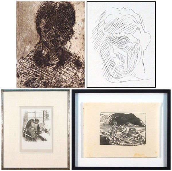 Paul Cezanne, Jacques Villon, Otto Rasch & and anot: PORTRAIT OF A GIRL, etching, signed on the plate, image 4 ¾ x 3 ¾", full margins, with soft handling creases; Together with Jacques Villon, PORTRAIT OF A MAN, etching, signed in pencil, from the edi