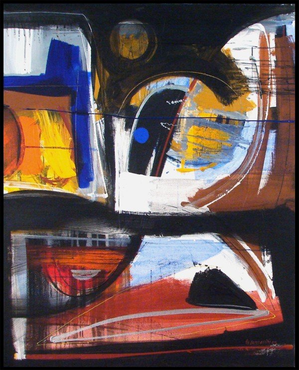 Ronaldo Encarnacion (b. 1973) Cuban: UNTITLED, acrylic painting on canvas, signed lower right, 39 ½ x 31 ½", a few surface scuffs, otherwise in good condition.