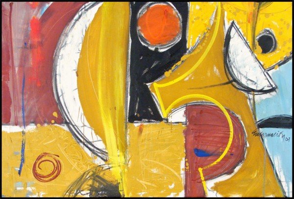 Ronaldo Encarnacion (b. 1973) Cuban: UNTITLED, acrylic painting on canvas, signed lower right, 24 ½ x 36", few surface scuffs, otherwise in good condition.