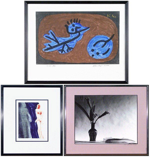 after Paul Klee, Janet Austin, Franita Ware & anot: BLAUER VOGEL KURBIS, color lithograph, signature in design, inscribed "1939 NN7 & titled in ink on mat, 10 ½ x 16", with 'Progede Jacomet' blindstamp; Together with Janet Austin, FIGURE WITH SHADOW,
