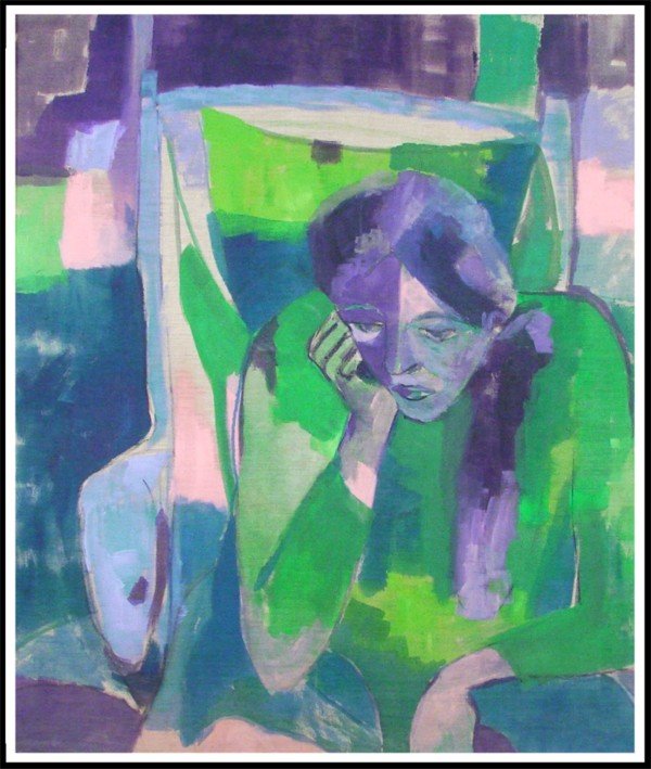 Irving Marantz (1912-1972) American: REFLECTIONS, oil painting on canvas, signed underneath, 42 x 35 ¾", framed, small hole at signature, otherwise in good condition.