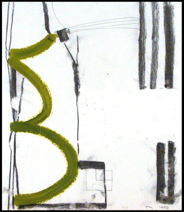 Tom Savage (b. 1953) American: UNTITLED, 1995, acrylic, charcoal and graphite on Duralene, initialed and dated lower right, 22 x 19", in good studio condition as received from the artist.