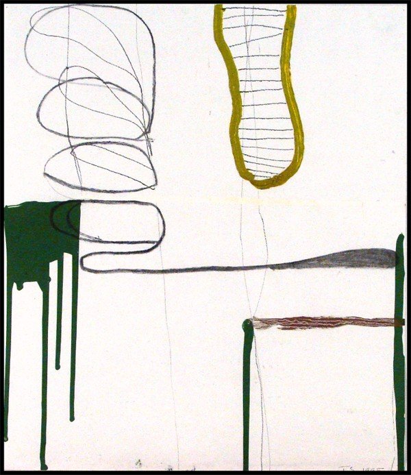 Tom Savage (b. 1953) American: UNTITLED, 1996, acrylic, charcoal and graphite on Duralene, initialed and dated lower right, 22 x 19", in good studio condition as received from the artist.