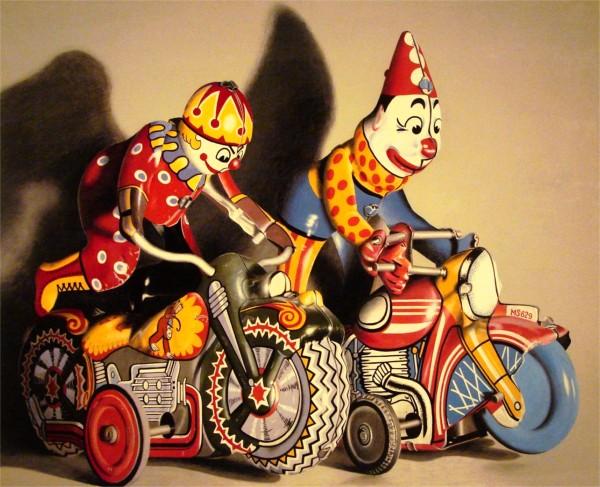 Charles Bell (1935-1995) American: HOT PURSUIT, color Giclee on thick paper, estate signed, from the numbered edition 150, image 21 ½ x 26 ½", full margins, published by Robert Bane Ltd.