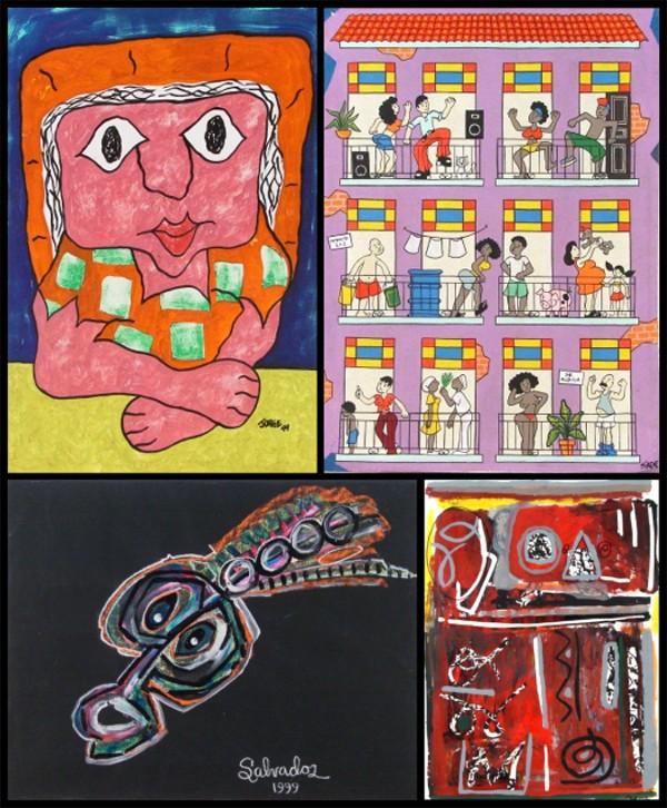 Cuban Artists (20th Century) (four): Sade, APARTMENTS, oil painting on unstretched canvas, signed lower right, 31 x 23"; Together with Mena, UNTITLED, acrylic painting on paper, signed lower right, 27 ½ x 19 ½", some discoloration and 