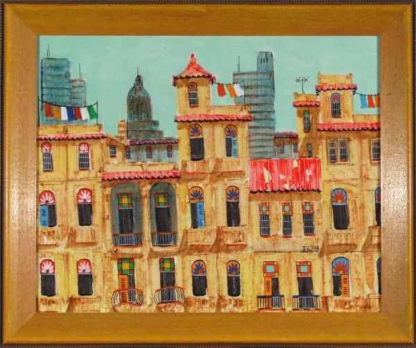 Cuban Artist (20th Century): HAVANA CITYSCAPE, oil painting on canvas, initialed "E. G. / 99" lower right, 15 ½ x 19 ¼", framed.
