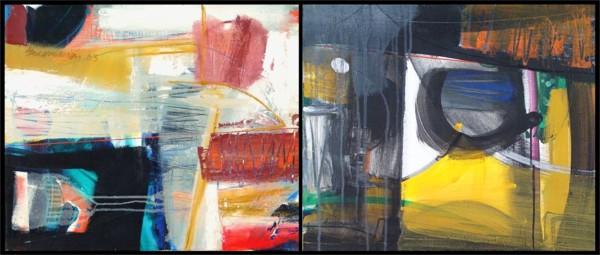 Ronaldo Encarnacion (b. 1973) Cuban (two): UNTITLED, two acrylic paintings on canvas, signed upper left and lower left, 19 ½ x 23 ½", few surface scuffs, otherwise in good condition. (2)