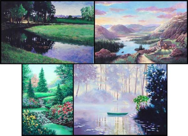 Max Hayslette, Claude Cambour, Andrew Wharton & Sc: BIG CLEAR CREEK, color iclee, signed in pencil, from the numbered edition of 950, image 16 ¾ x 24 ½"; Together with Claude Cambour, QUAND GIVERNY, color screenprint, signed in pencil, from the numbe