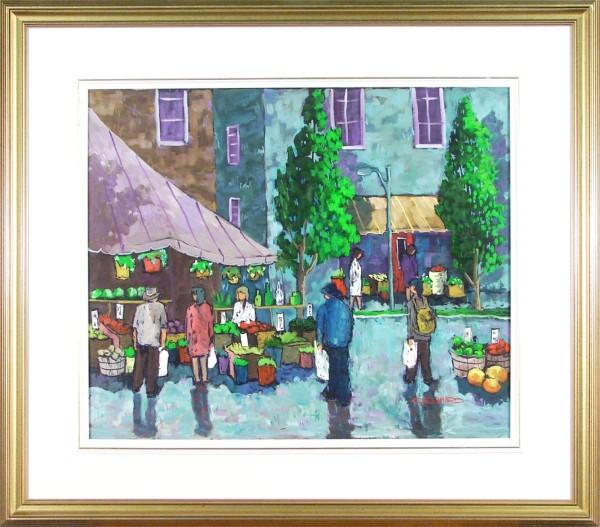 Claude Simard (b. 1943) Canadian: LE MARCHE DE FRUITS Y LEGUMES, oil painting on canvas, signed lower right, 20 x 24", framed.
