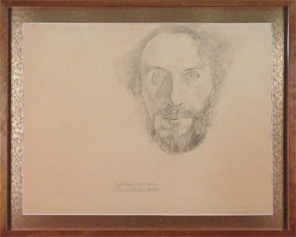 Jerome Paul Witkins (b. 1939) American: SELF PORTRAIT AT 35 IN SYRACUSE, 1974, pencil drawing on buff Kanson paper, titled signed and dated lower center, sight 19 x 25”, framed with glass, some soft handling creases, a little discoloratio