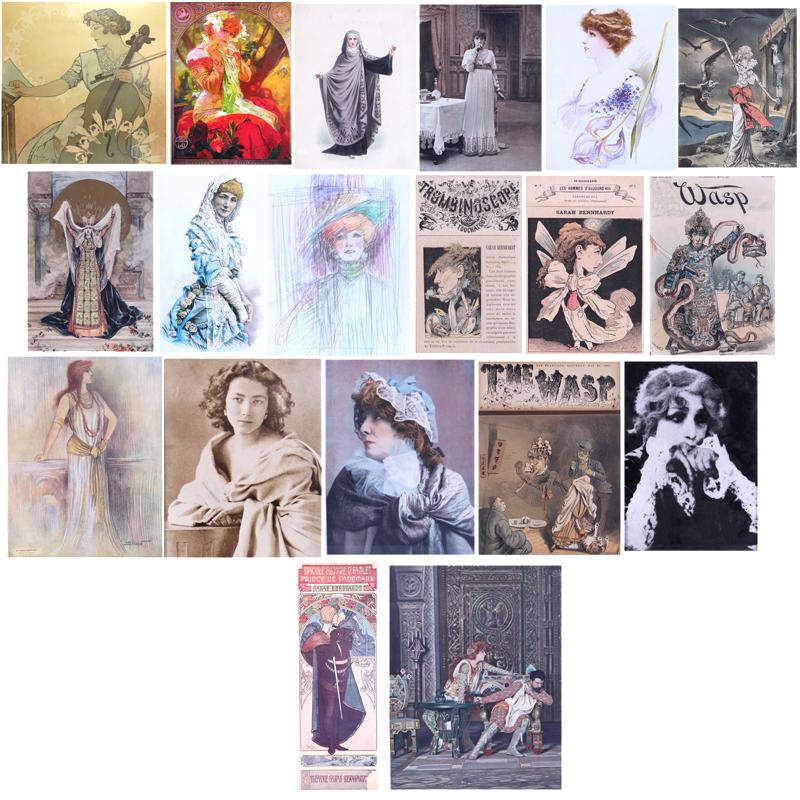 Sarah Bernhardt framed ephemera collection (eighteen) (1 of 4)