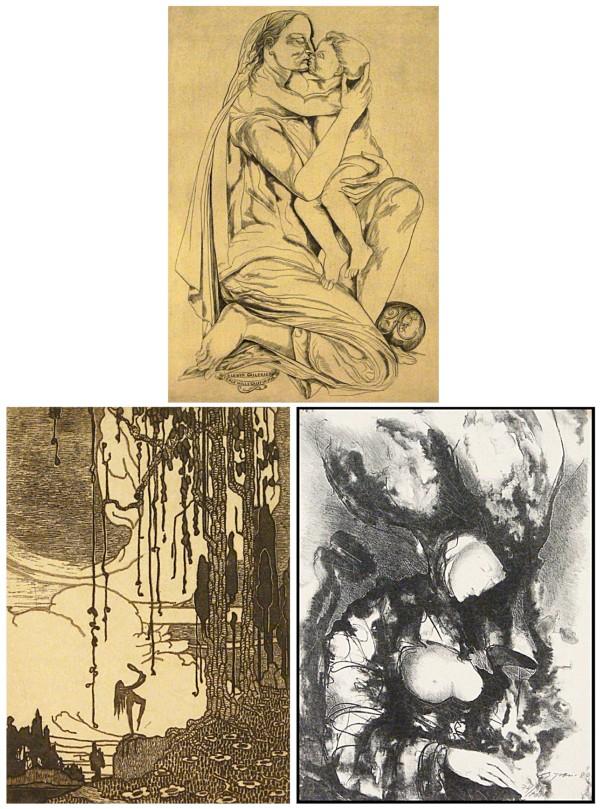 Federico Cantu, Blanding Sloan & Byron Galvez (thre: MATERNIDAD, 1969, etching, signed in pencil, from the numbered edition 36 with beveled plate, published by B. Lewis, image 18 ¾ x 13", full margins, faint discoloration, soft handling creases; Togeth