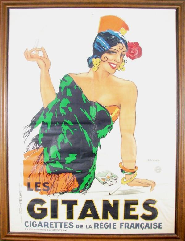 Jules Isnard Dransy (1883-1945) French: LES GITANES, 2nd Edition 1931, color lithograph poster, signature in design, 62 x 46", published by Vercasson, printed by Modele Depose, framed, with folds as issued and associated creases and cracks,