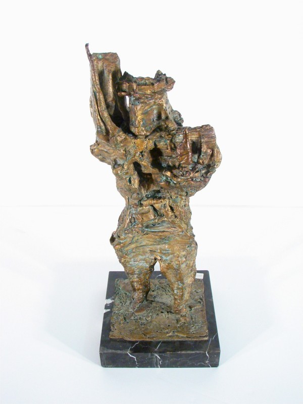 Helen Escobedo (b. 1936) Mexican: MUSICIAN, 1966, cast bronze sculpture, signed and dated, 18 ½" tall, mounted on 1 ½" marble base. Provenance: B. Lewin Galleries, Palm Springs