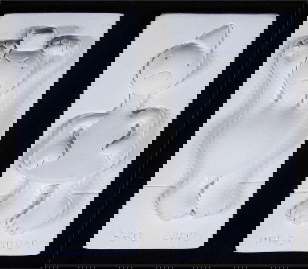 Tom Otterness (b. 1952) American (two): MAD MOM; BAD DAD, 2002, cast plaster sculptures, initialed and dated in marker on verso, from an open edition, each 5 ½ x 2 ¾". (2)