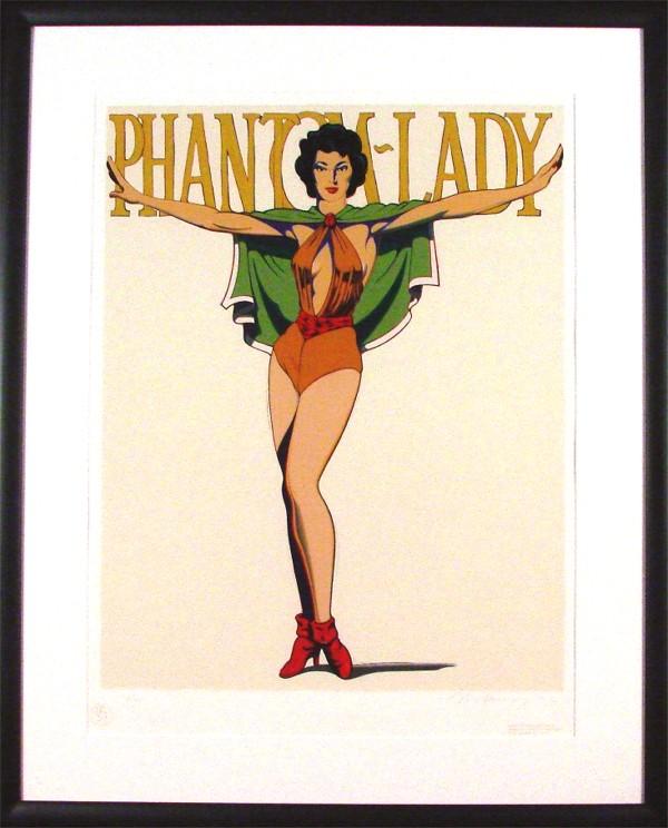Mel Ramos (b. 1935) American: PHANTOM LADY, color screenprint, signed in pencil, from the numbered edition 100, image 30 ¼ x 23 ¾", full margins, published by Robert Bane Ltd., printed by Accent Studio, blindstamps lower left, f