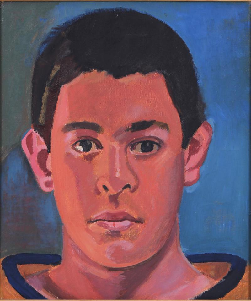 Dan McCleary (b. 1952) California: MICHAEL ABATEMARCO, 1985, oil painting on canvas, signed and dated and titled on verso, 14 x 12”, frame 14 ¾ x 12 ¾”. Provenance: Newspace, Los Angeles; From the collection of Ya