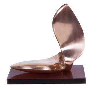 Jack Zajac (b. 1929) California: SWAN, high-polished bronze sculpture, signed and numbered 22/25 underneath, 9 ¼ x 9 ½ x 4 ½”, mounted to Lucite base, overall 10 ¼ x 10 x 5”, weight 12 lbs.