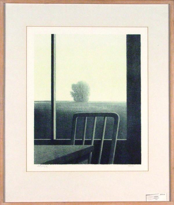 Robert Kipniss (b. 1931) American: WINDOW VIEW color lithograph, signed in pencil, artist's proof aside from a numbered edition, image 17 x 14", full margins, framed with glass, creases and soft creases, mild toning, otherwise in good