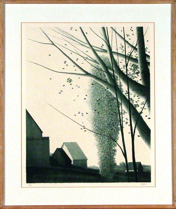 Robert Kipniss (b. 1931) American: FALL, color lithograph, signed in pencil, from the numbered edition 90, image 20 x 16", full margins, framed (no glass), creases and soft creases, mild toning, otherwise in good condition.