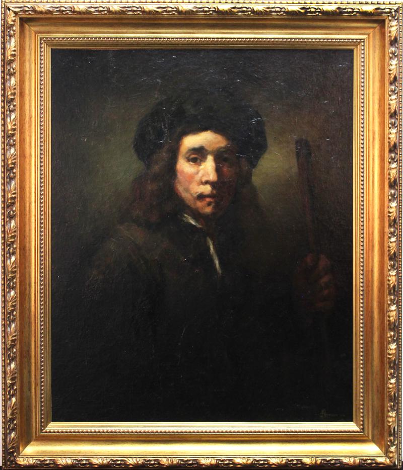 Dutch-School Style Artist Unidentified (19 th: PORTRAIT OF A GENTLEMAN, 1893, oil painting on canvas, signed *roudias and dated lower right, 32 x 25 ½”, frame 39 x 33 x 3 ½”.