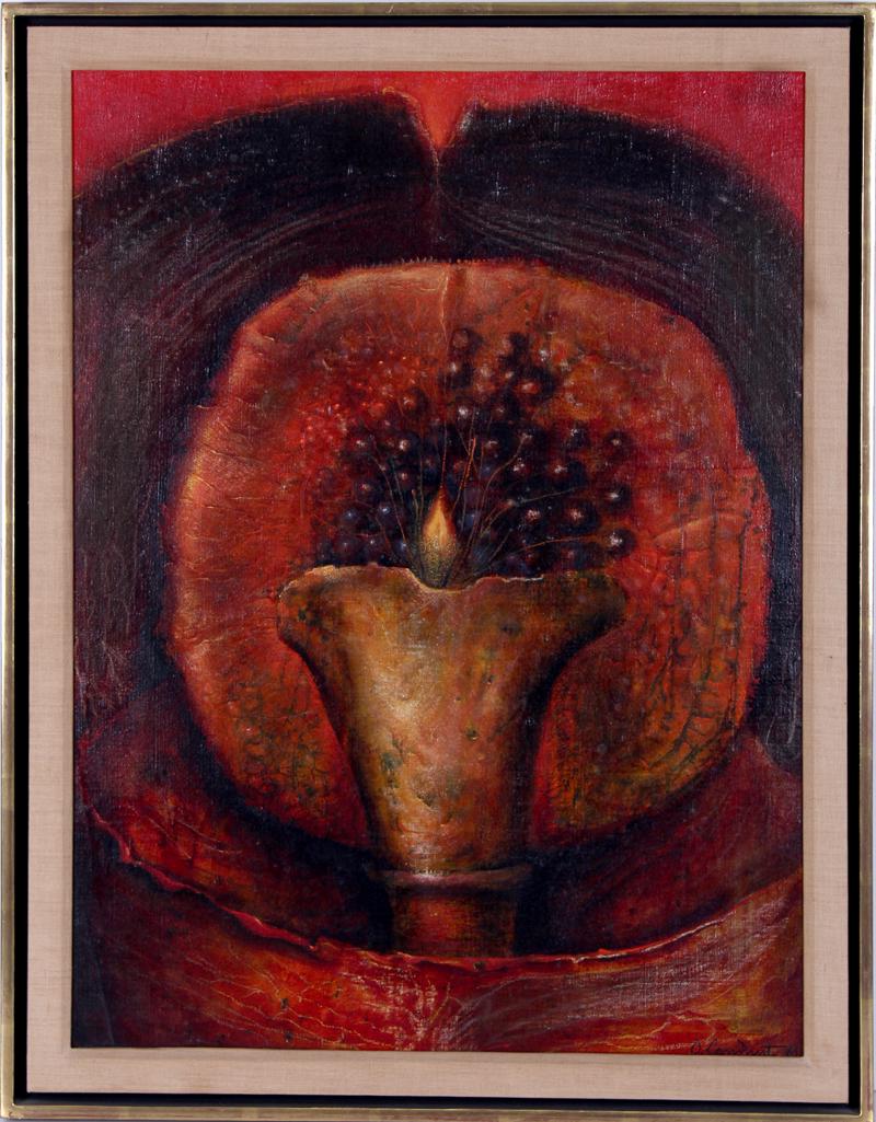 Octave Landuyt (1922-1996) Belgium: ORCHID, 1961, oil painting on canvas, signed and dated lower right, 24 x 18”, frame 27 x 21”. Provenance: Albert Landry Galleries, NYC.