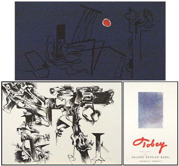 Hans Burkhardt & Mark Tobey: Artist: Hans Burkhardt & Mark Tobey Birthdate: (four) SILENT NIGHT, 1971, color blockprint, signed in pencil, artist's proof aside from a numbered edition, image 6 x 11", full margins, artist's blinds