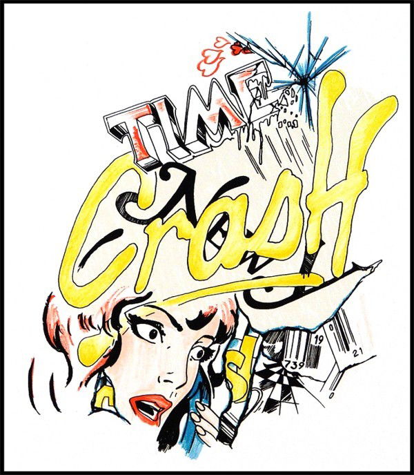 Crash aka John Makos: Artist: Crash aka John Makos Birthdate: (b. 1961) American TIME/ CRASH, color screenprint, signed in pencil, from the numbered edition 100, sheet 20 x 15", blindstamp lower right.
