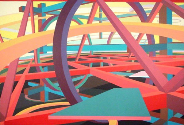 Todd Gray: Artist: Todd Gray Birthdate: (20th Century) Californian AL HELD'S ROAD TRIP, 1996, acrylic painting on canvas, titled signed and dated on verso, 64 x 94", a few surface scuffs and surface spots lower