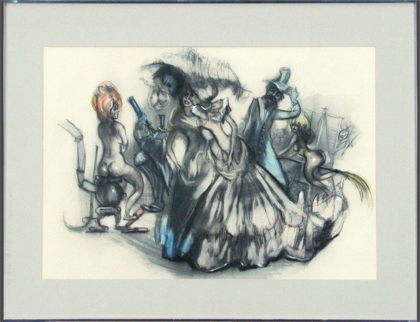 Julian Ritter: Artist: Julian Ritter Birthdate: (1909-1989) German/American WITCHES' BREW, watercolor and pastel on paper, signed lower right, signed lower right, sight 16 ½ x 24", framed with non-glare glass.
