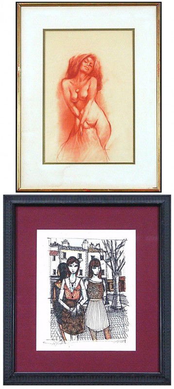 Julian Ritter & Charles Levier: Artist: Julian Ritter & Charles Levier Birthdate: (two) NUDE STUDY, sepia drawing on tracing paper, signed lower right, signed lower right, sight 17 x 11 ½", sun toning, some discoloration, a few spe