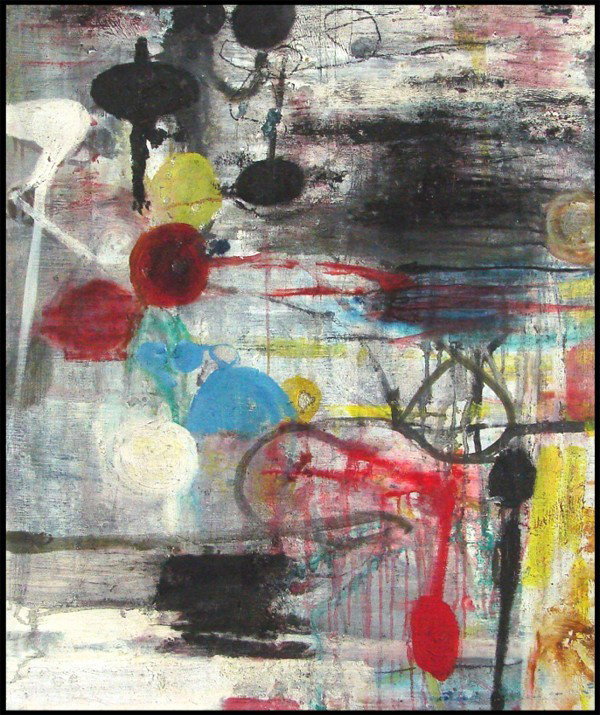 Tom Savage: Artist: Tom Savage Birthdate: (b. 1953) American AVALANCHE, 1990, pencil, charcoal and oil painting on wood, titled signed and dated on verso, 29 x 24", in studio condition as received from artist.