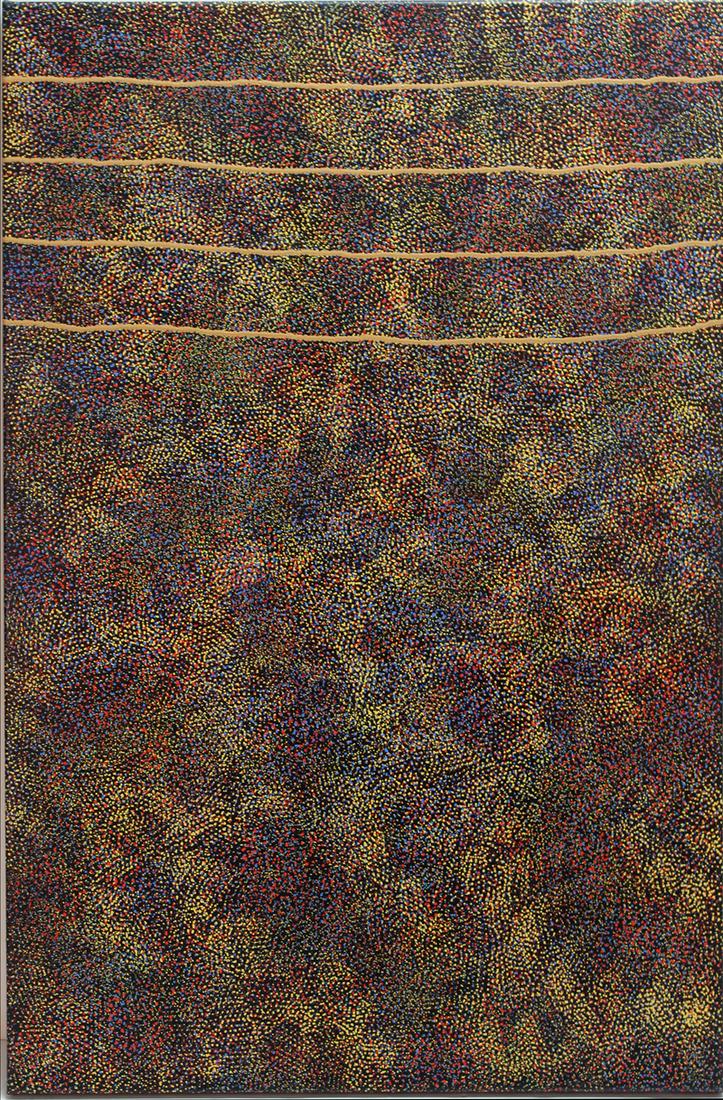 Kathleen Petyarre (1940-2018) Australian: BUSH SEEDS, acrylic painting on canvas, signed and titled on verso lower left, 36 x 23 ½”.