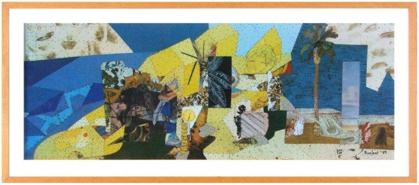 Tony Berlant (b. 1941) American: UNTITLED, 1989, color print on sheet metal, signed and dated in ink, from the numbered edition 250, sheet 13 x 35", framed with glass, framed. Artist: Tony Berlant (b. 1941) American