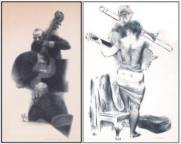 Joseph Hirsch (1901-1981) American (two): SOFT & LOW, lithograph, signed in pencil, published by American Associated Artists, sight 13 x 7 ¼", mild toning; DUO, lithograph, signed in pencil, from the numbered edition 60, sight 23 ½ x 16", t