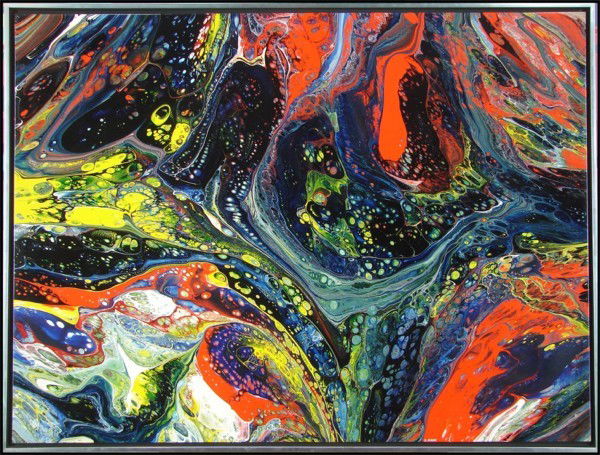 Richard Mann (20th Century) Californian: UNTITLED, acrylic painting on wood, signed lower center, 36 x 48", framed. Artist: Richard Mann (20th Century) Californian