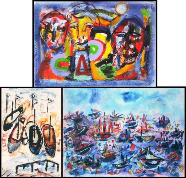 Henry Miller (1891-1980) American (three): UNTITLED, three offset lithographs, each with printed signature, from the numbered editions 200, images 16 x 11" 13 x 18" (2), all with full margins, one with Coast Productions blindstamp, 1991, lower