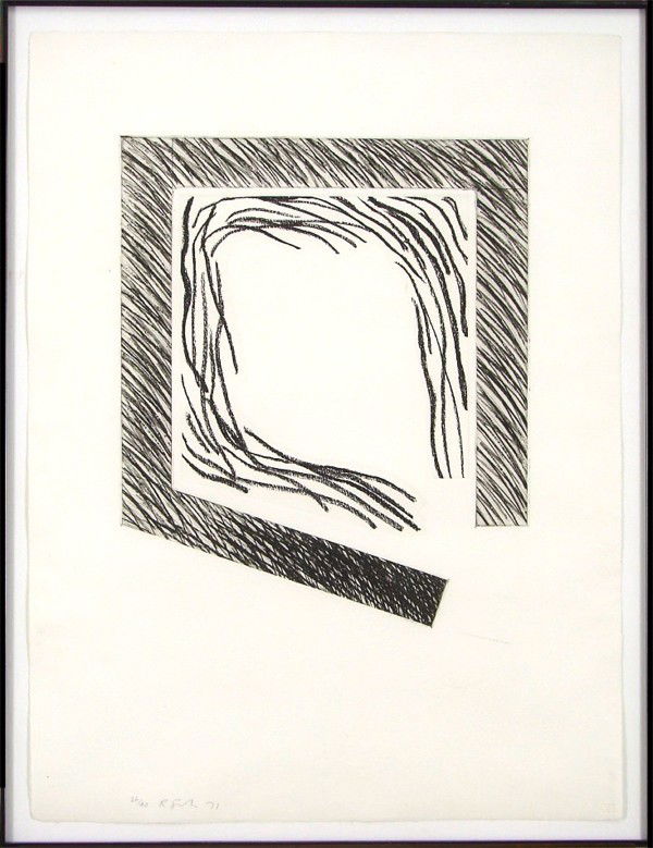 Richard Smith (b. 1931) British: PROSCENIUM ARCH, 1971, embossed etching, signed in pencil from the numbered edition 40, sheet 30 ½ x 23", framed with glass, a few soft handling creases, otherwise in good condition. Provenance: Hall