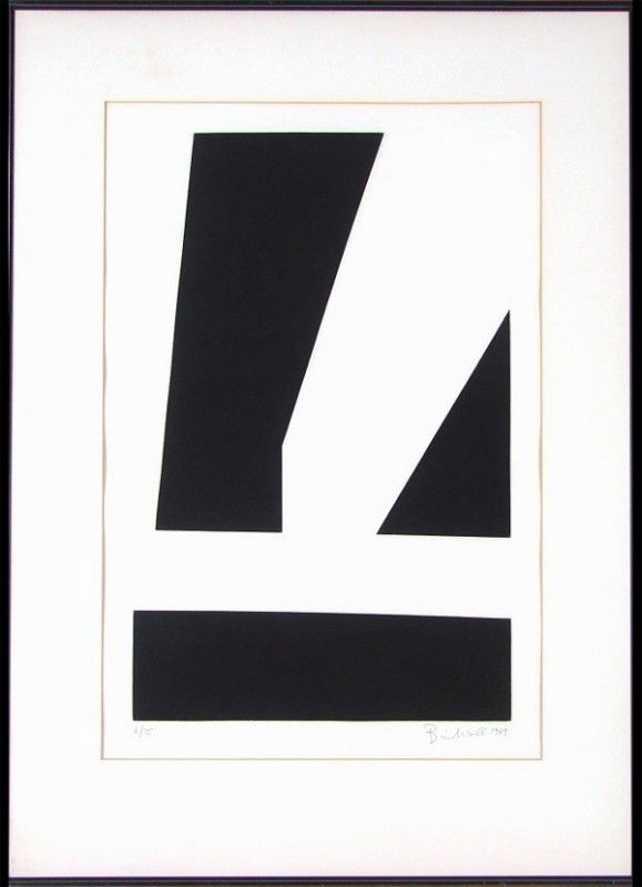 Brian Wall (b. 1931) British: UNTITLED, 1969, aquatint etching, signed in pencil, from the numbered edition 75, image 21 ¼ x 13 ½", full margins, framed with glass, faint toning in margins at mat, otherwise in good condition. Pr