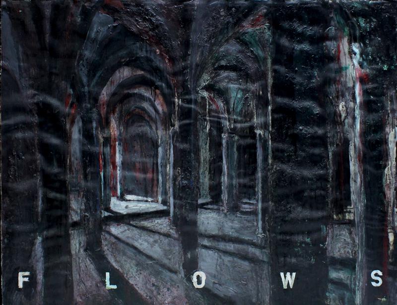 Lawrence Gipe (b. 1962) Baltimore: STUDY?SERIES STRATA? /FLOWS, 1986, acrylic painting with charcoal on paper, a signature not found, 38 ¼ x 50”, frame 42 x 53 ½”. Provenance: Karl Bornstein Gallery, Santa Mon