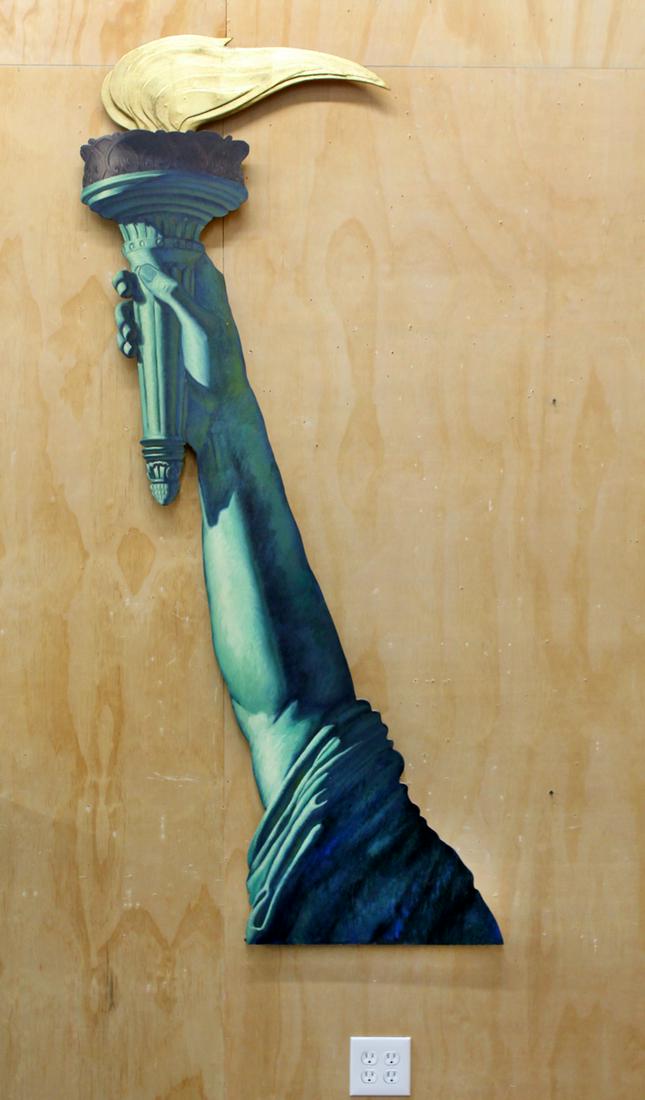Don Lagerberg (20 th Century) California: A TORCH FOR POSTERITY, 1986, painted wood construction, signed and dated on verso, 72 x 35”. Provenance: Orlando Gallery, Sherman Oaks, CA.