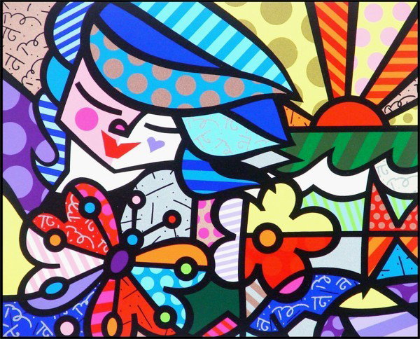 Romero Britto (b. 1964) Brazil: BUTTERFLY, 1976, colors screenprint, signed in pencil, from the numbered edition 1000, image 6 ¾ x 8 ¼", full margins, artist's blindstamp lower left.