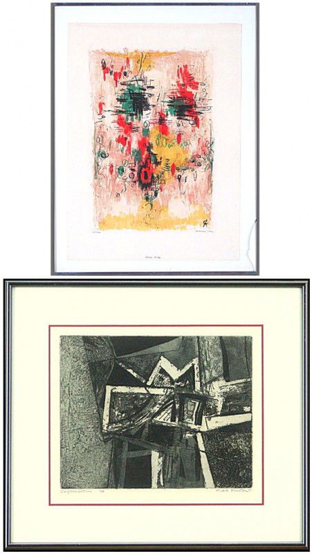 Rolf Cavael (1898-1979) & Karl Kasten (1916-2010) (: Rolf Cavael, LITHOFA, 1961, color lithograph, signed in pen, from the numbered edition 200, sheet 22 ½ x 16 ½", framed with glass (cracked), crease upper left corner, creases lower left margins and