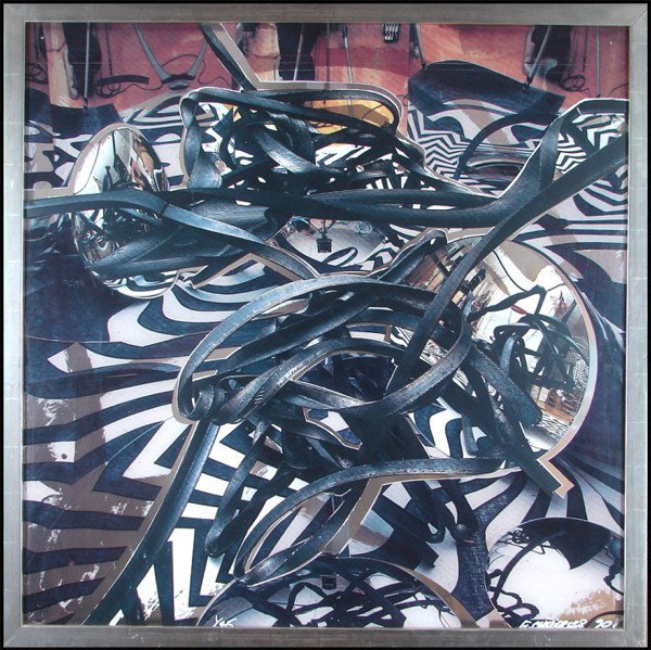 Earl Childress (b. 1956) American: UNTITLED, 1990, color screenprint on Plexiglas, signed and dated lower right, from the numbered edition 35, 39 x 39", framed, probably designed for backlight illumination, four corner drill holes for 