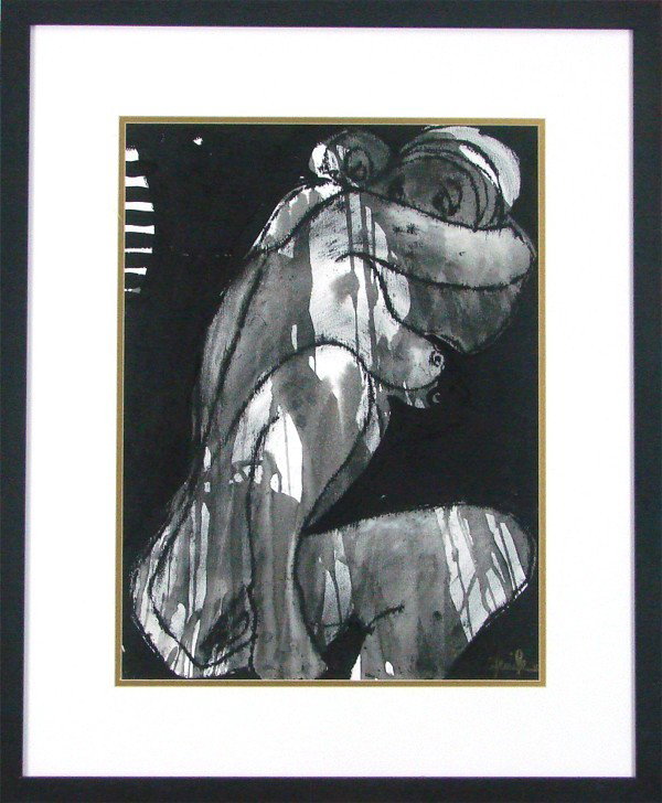 Jenik (20th Century) Armenian/ American: SEATED NUDE, watercolor on paper, signed lower right, sight 23 ¼ x 17 ½", framed, in good studio condition as received from artist.